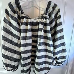 Who What Wear Black and Cream Striped Top
